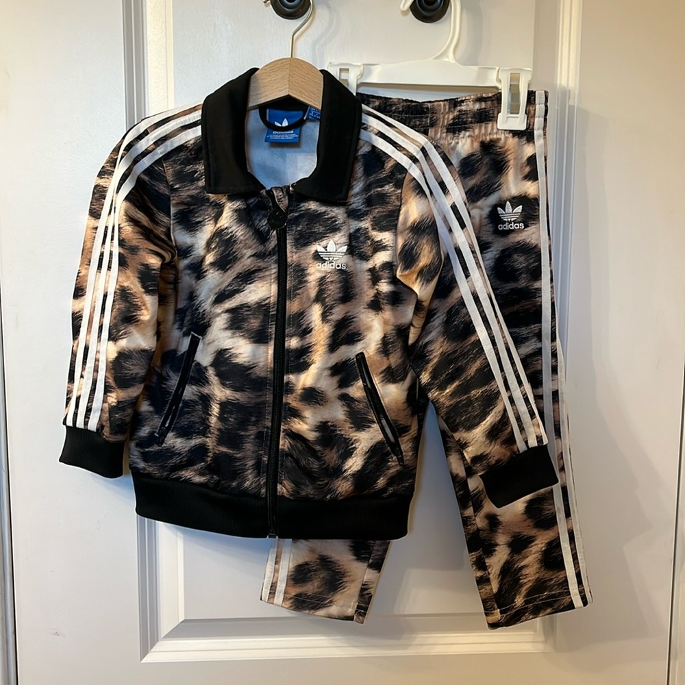 Cheetah print Adidas track suit